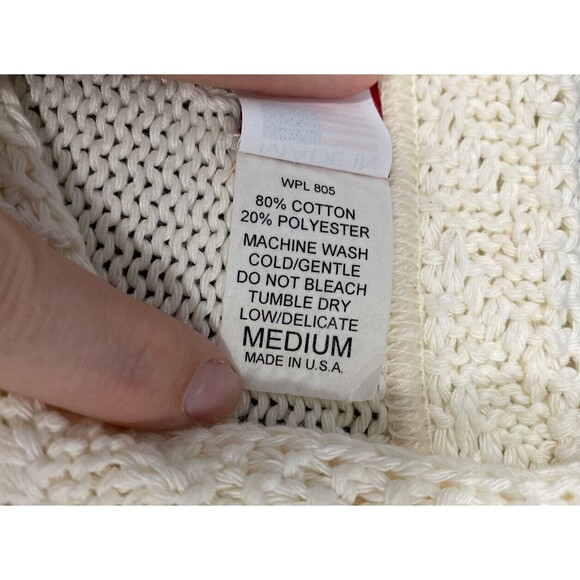 Binghamton Knitting Co. Women's Medium Cream Cardigan Sweater Chunky Knit Button - Picture 9 of 9